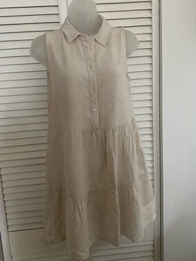 Stradivarius Neutral Biege Shirt Dress